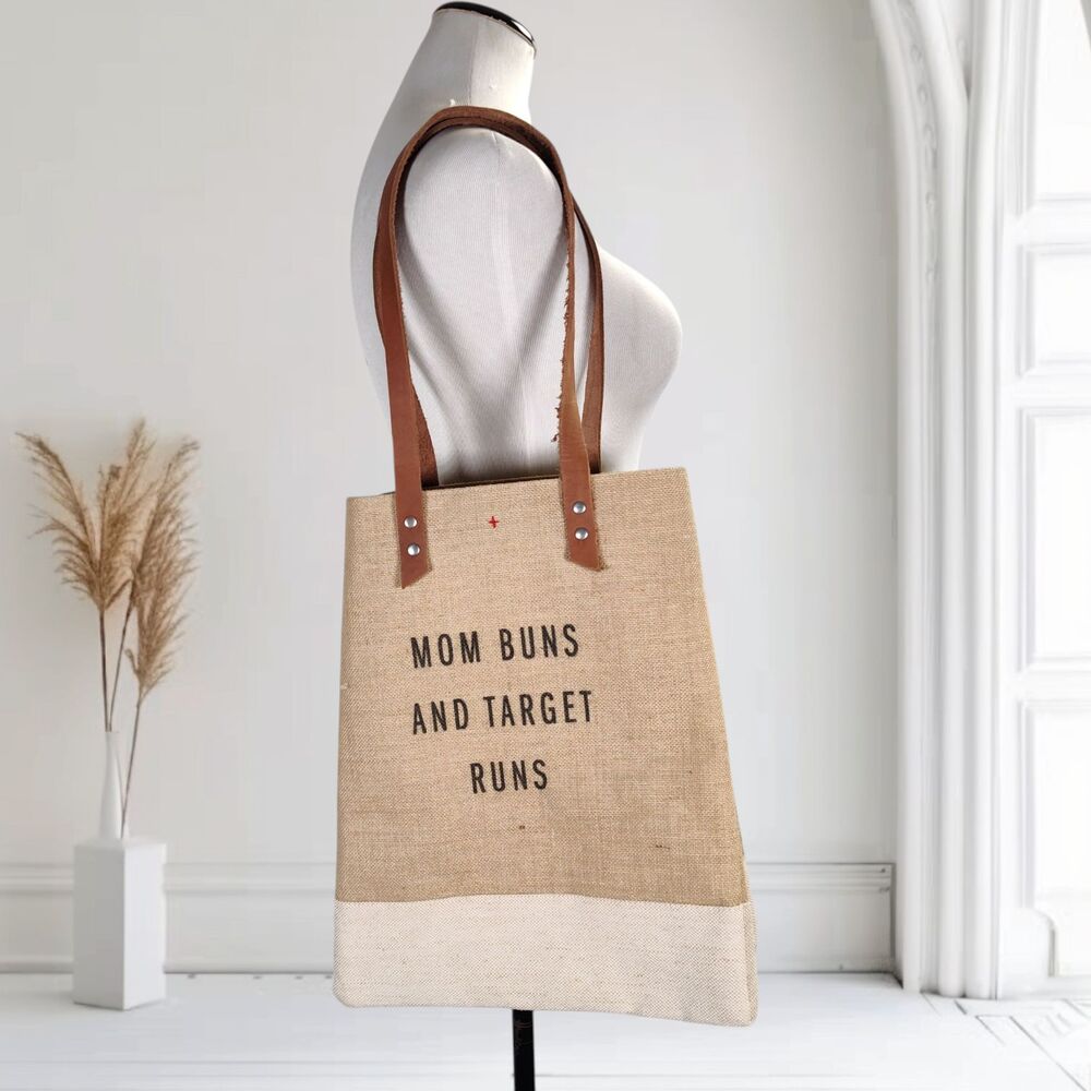Apolis Global Citizen Wine Tote Bag Natural Mom Buns and Target Runs
